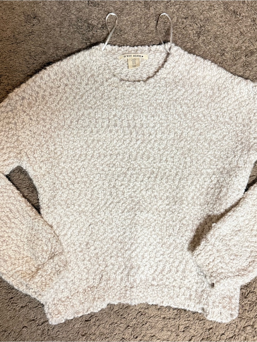 Yet Again Cozy Bouclé Cream Women's Sweater Size XS Never Worn New
